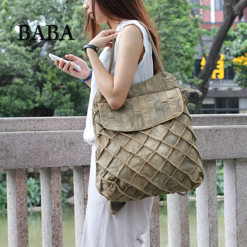 Leather Work Backpack - New European/American Backpack Women Multifunctional Large