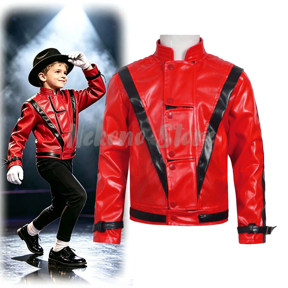 Leather Work Jacket - Michael Jackson Thriller Scary Costume Red