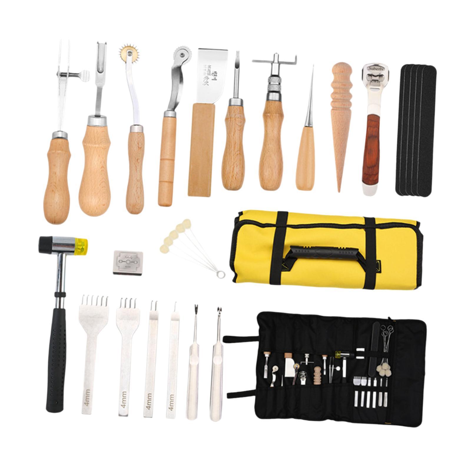 Leatherwork Tool Kit - 29x PU Leather Working Kit Equipment