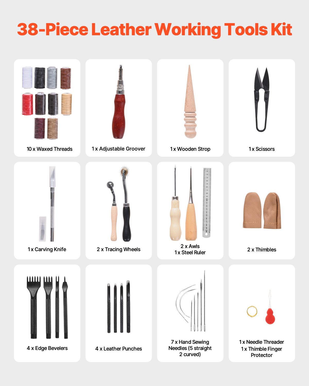 SucceBuy 38/59/61/72/92PCs Lea - Leatherwork Tool Kit 评论和价格