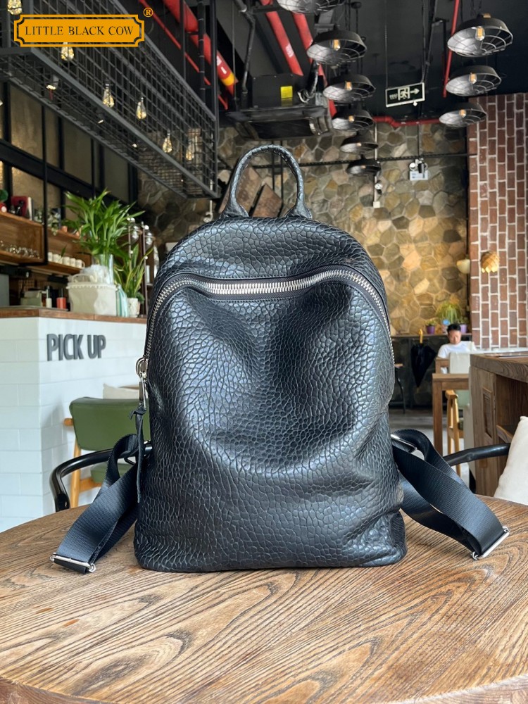 Soft Natural Sheepskin Casual  - Leather Work Backpack 评论和价格