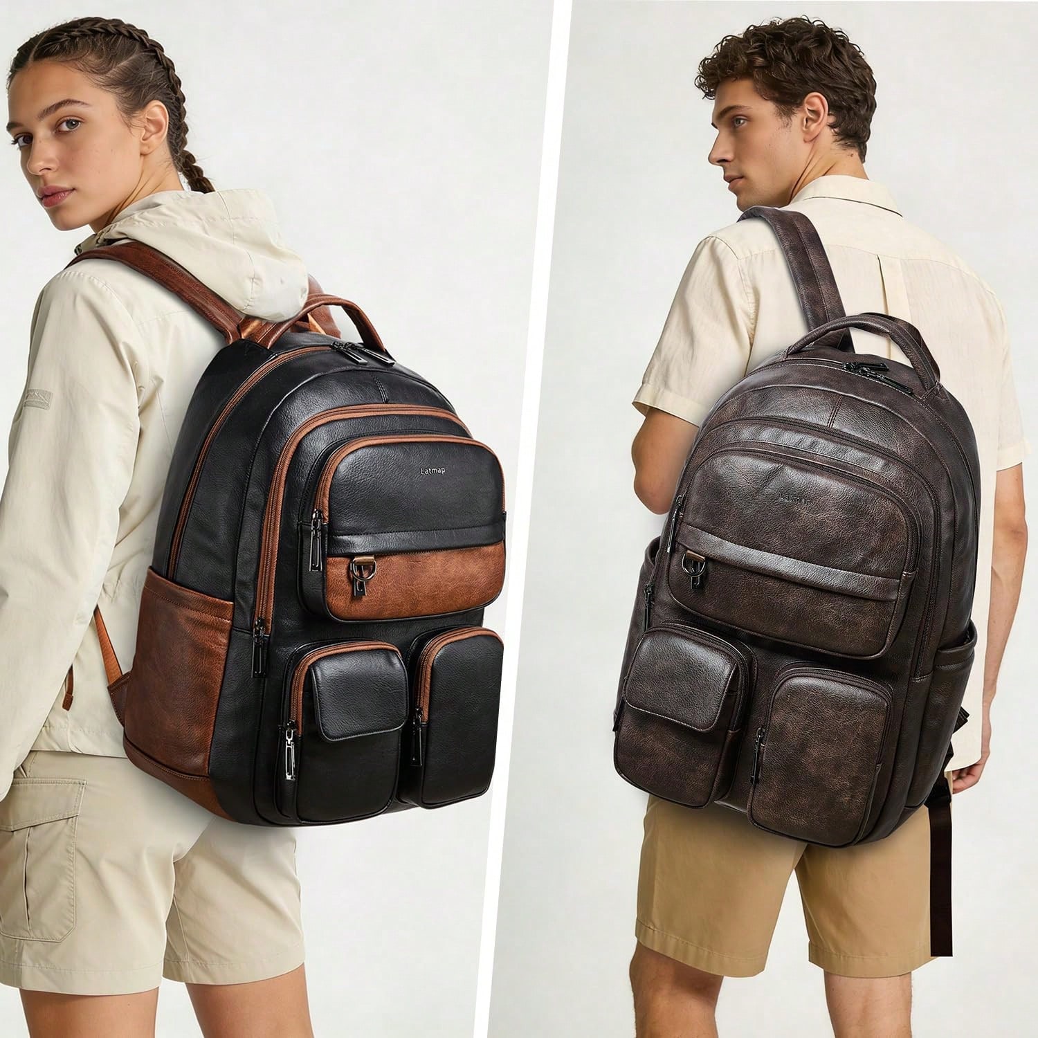 LATMAP Vegan Leather Backpack  - Leather Work Womens Backpack 评论和价格