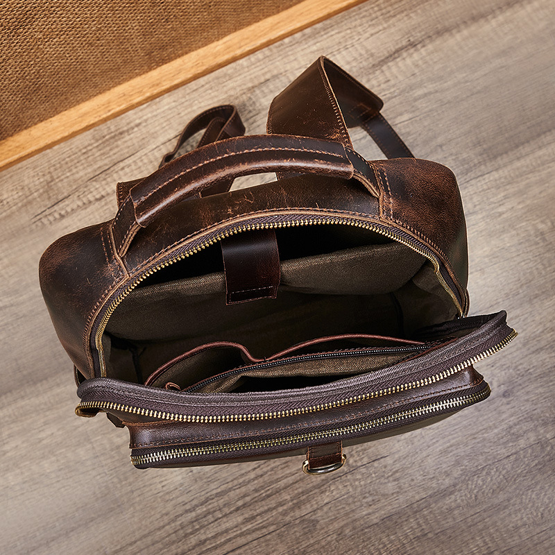Men's Top Grain Waxed Leather  - Leather Work Backpack 评论和价格