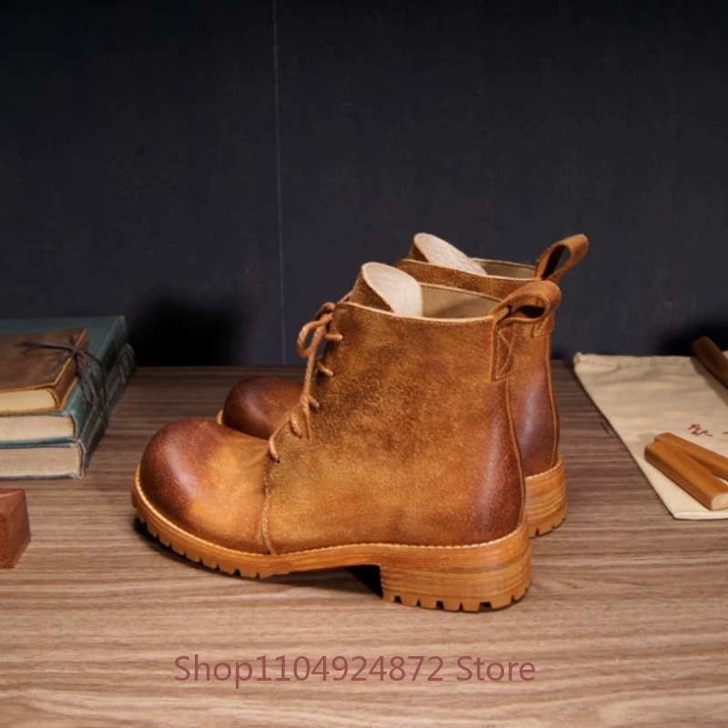 Handmade Retro Desert Boots Me - Leather Work Western 评论和价格