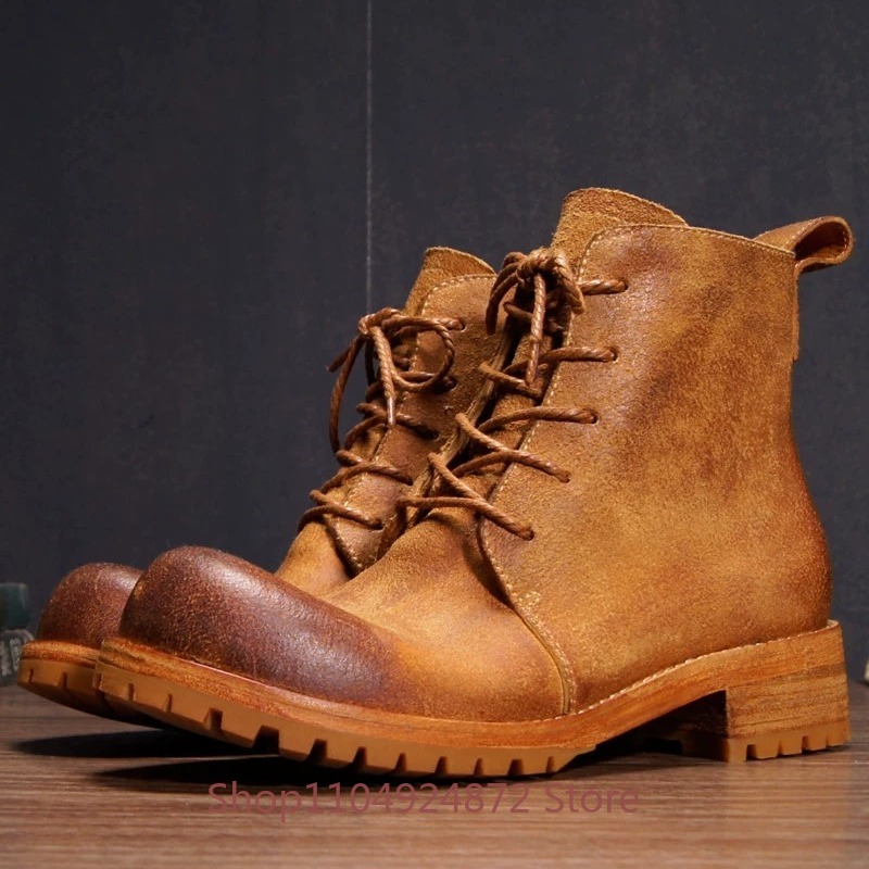 Handmade Retro Desert Boots Me - Leather Work Western 评论和价格