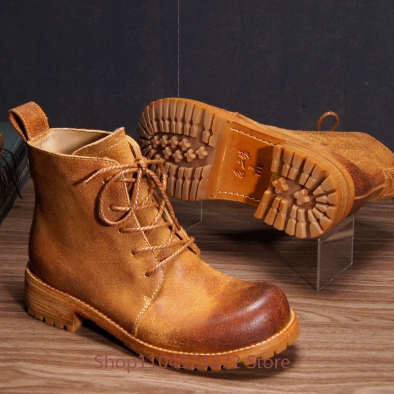 Handmade Retro Desert Boots Me - Leather Work Western 评论和价格