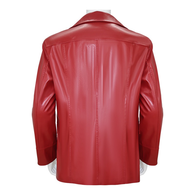 Men Red Leather Jacket Fight C - Leather Work Jacket 评论和价格