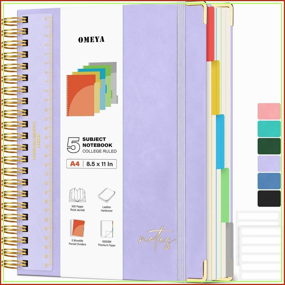 A4 Leather 5-Subject Notebook, - Leatherwork Images 评论和价格