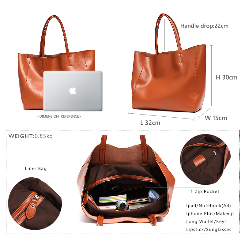 Minimalist Big Tote Bag Women  - Leatherwork Workshop 评论和价格