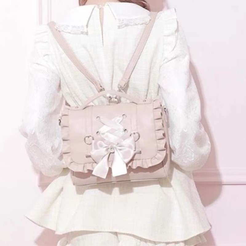Sweet Bow Pink Mochila Women F - Leather Work Backpack 评论和价格