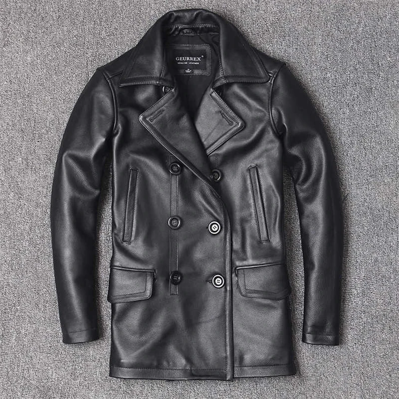 Genuine Leather Jacket Men's T - Leather Work Jacket 评论和价格