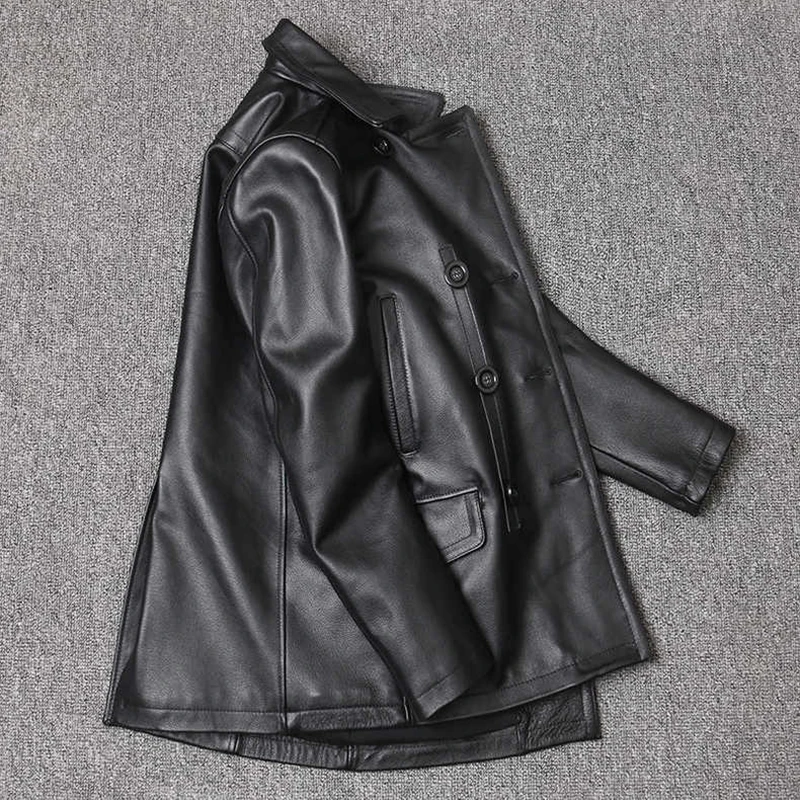 Genuine Leather Jacket Men's T - Leather Work Jacket 评论和价格