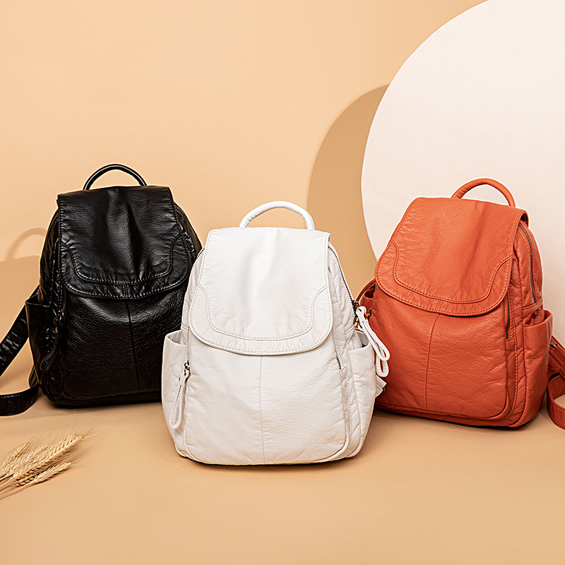 Women's Backpack White Washed  - Leather Work Backpack 评论和价格