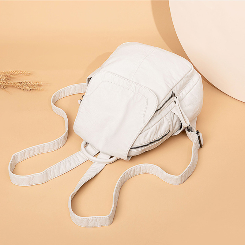 Women's Backpack White Washed  - Leather Work Backpack 评论和价格