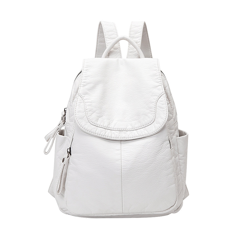Women's Backpack White Washed  - Leather Work Backpack 评论和价格