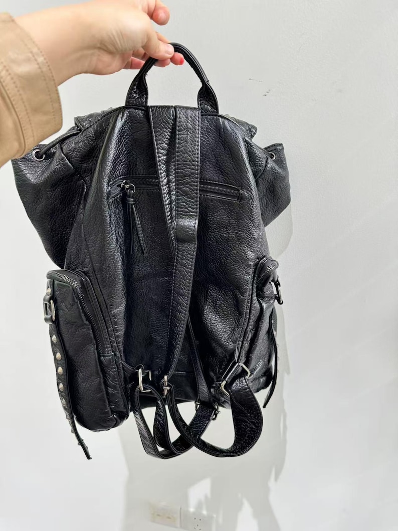 Gothic Punk PU Leather Shoulde - Leather Work Backpack 评论和价格