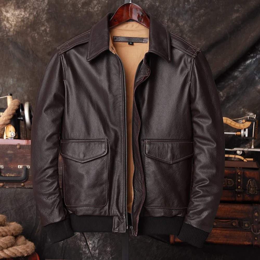 Bomber A2 Pilot Genuine Leathe - Leather Work Jacket 评论和价格