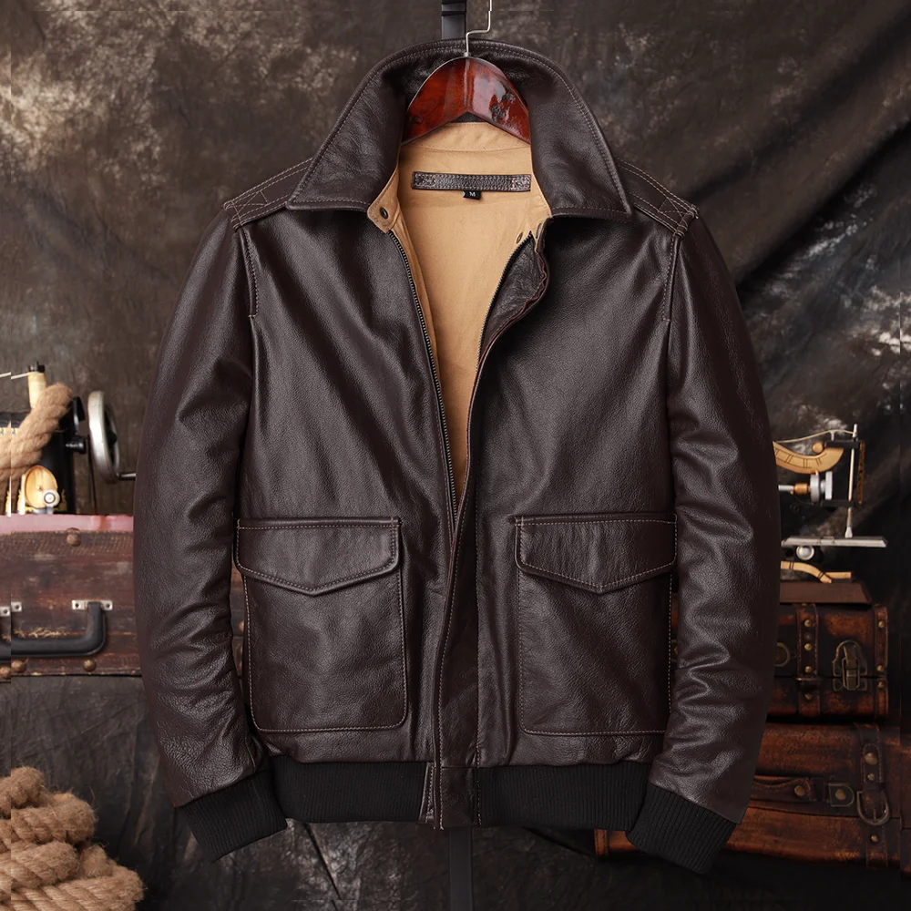 Bomber A2 Pilot Genuine Leathe - Leather Work Jacket 评论和价格