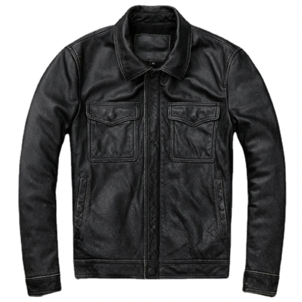Vintage Brown Red Genuine Leat - Leather Work Jacket 评论和价格