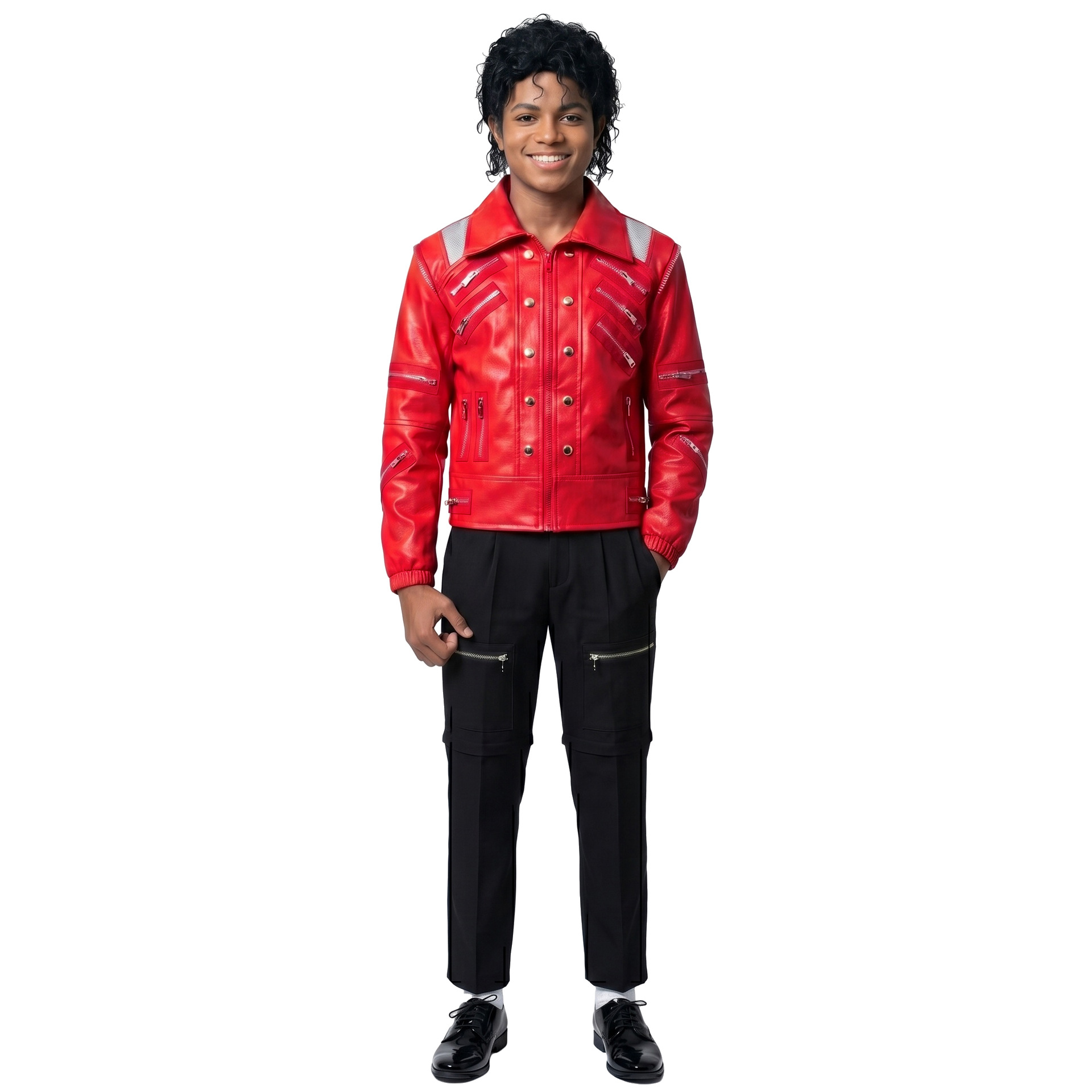 80s Retro Pop Star Costume Mic - Leather Work Jacket 评论和价格